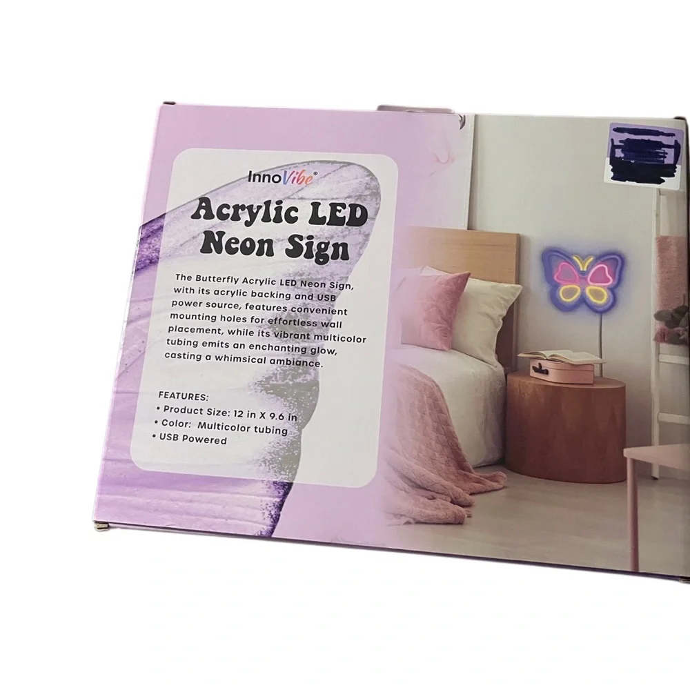 InnoVibe Butterfly Acrylic LED Neon Sign - Picture 3 of 3